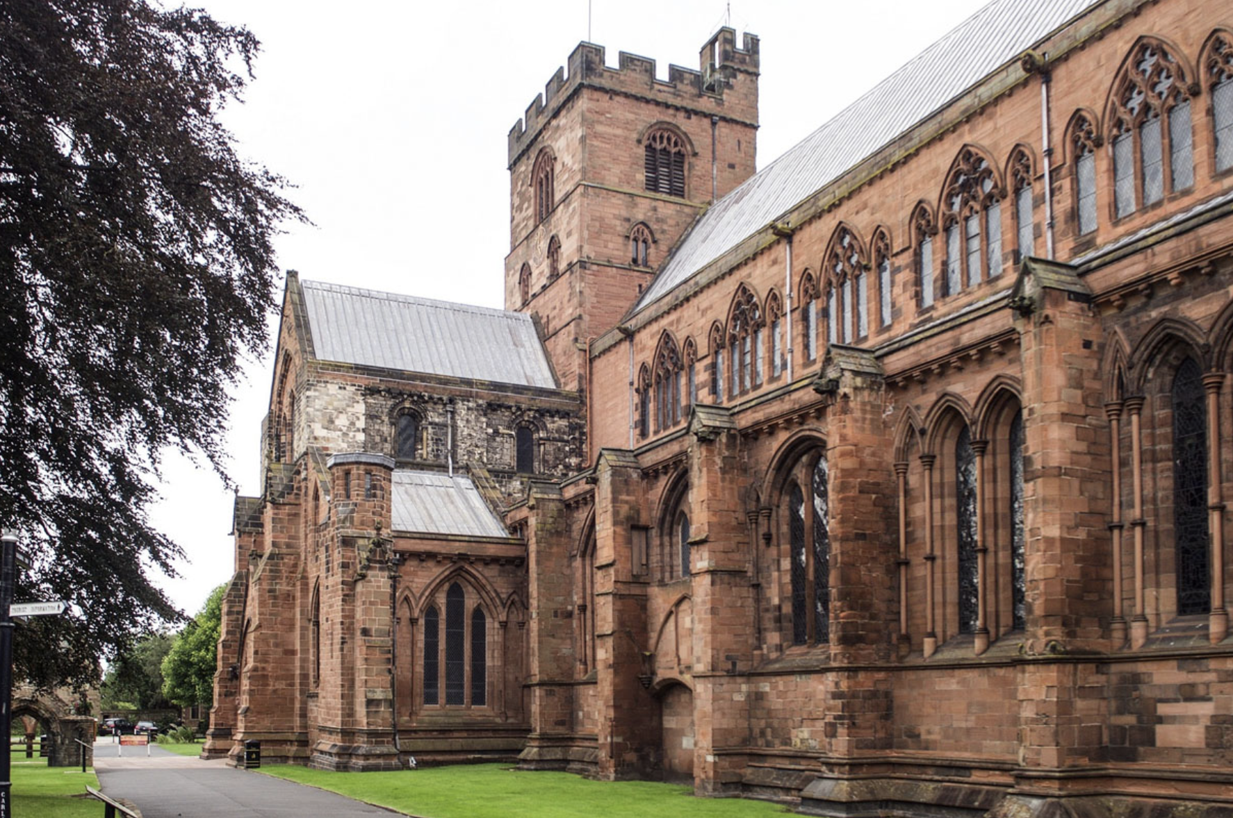 Looking down at one side of Carlisle Cathedral.